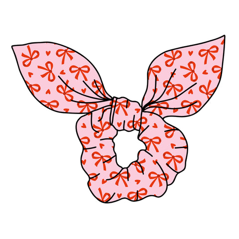 (PREORDER) SCRUNCHIE-Pink and Red Heart Bows