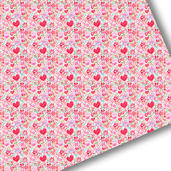 Watercolor Floral Hearts Premium Faux Leather