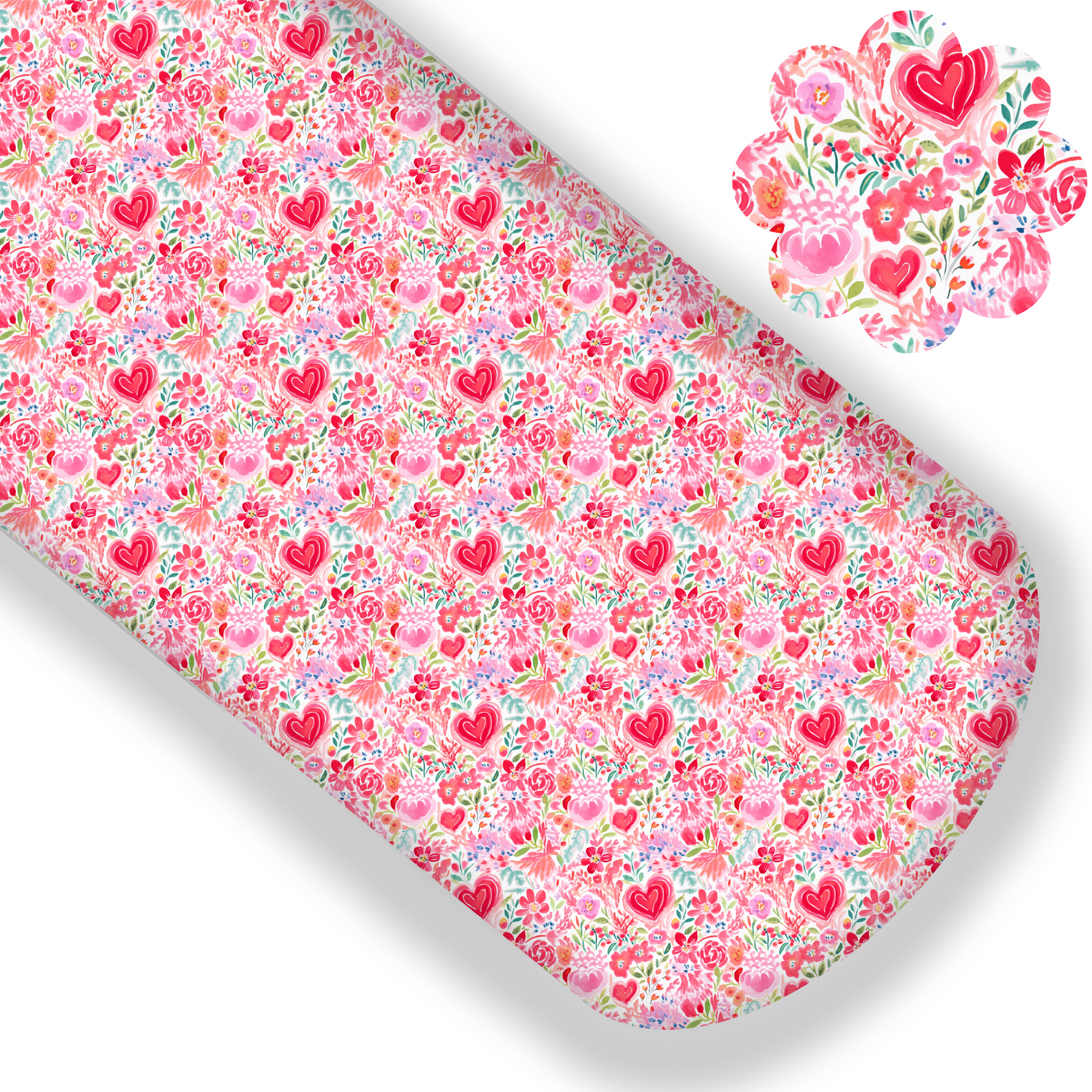 Watercolor Floral Hearts Premium Faux Leather