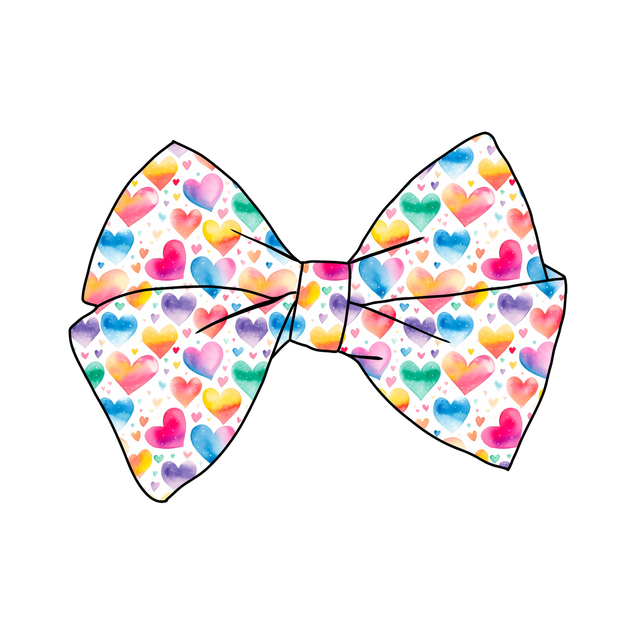 (PREORDER) PRE-TIED BOW-Watercolor Hearts