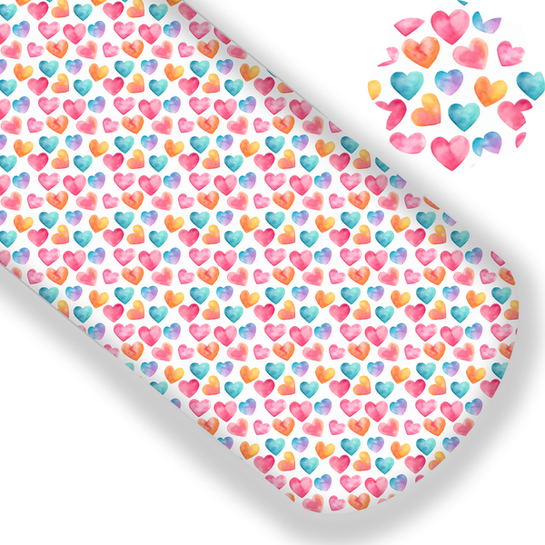 **READY TO SHIP!** Watercolor Hearts Premium Faux Leather