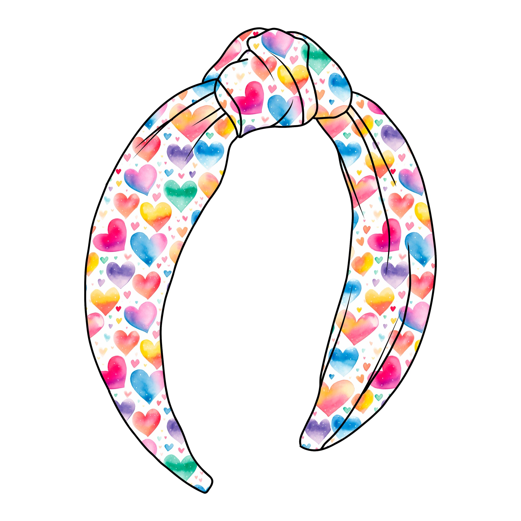 (PREORDER) TOP KNOT HEADBAND-Watercolor Hearts