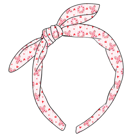 (PREORDER) KNOTTED BOW HEADBAND-Pink XO