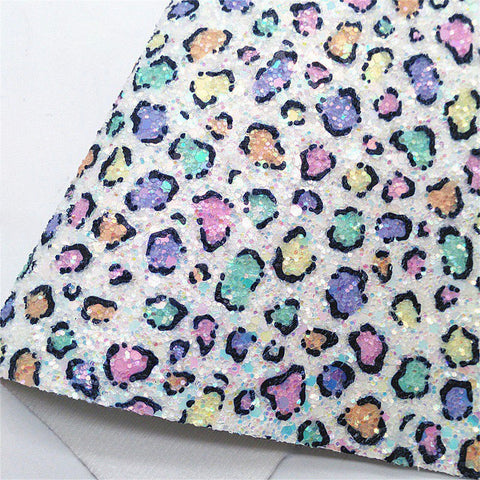 NEW! Candy Leopard Chunky Glitter Fabric With Felt Backing