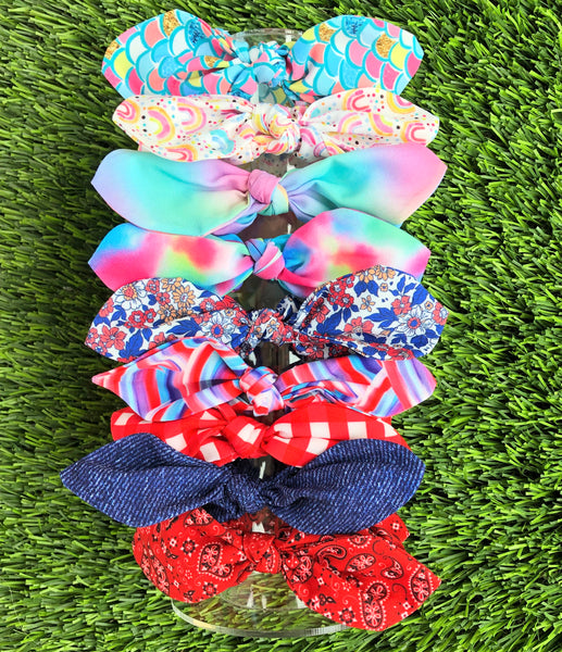 **$1 SALE** SCRUNCHIE-Americana Brush Stroke-Hand Tied Knotted Bow Scrunchie-Wholesale