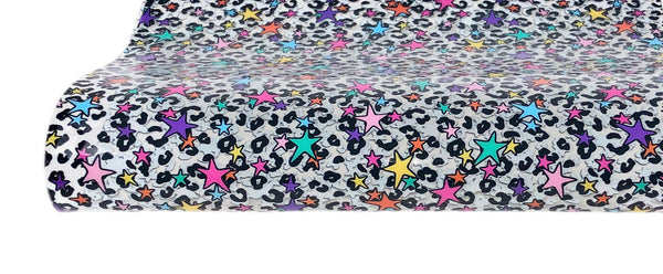 TRANSPARENT GLOSSY JELLY FABRIC-Bright Leopard Stars Exclusive