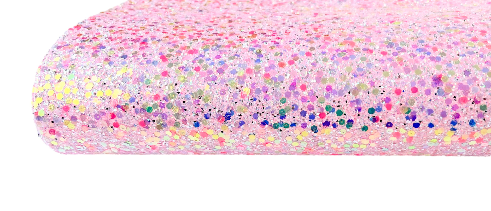 NEW! Pink Rainbow Sparkle Chunky Glitter Fabric With Felt Backing