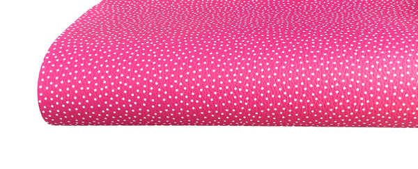 Hot Pink and White Confetti Dot Premium Faux Leather