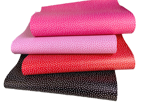 Hot Pink and White Confetti Dot Premium Faux Leather