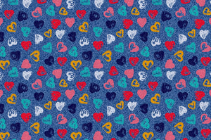 **$2 SALE** Painted Hearts ”Denim” Custom Textured Faux Leather