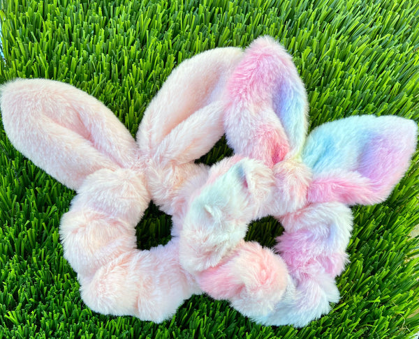 (PREORDER) RAINBOW Furry Bunny Scrunchie