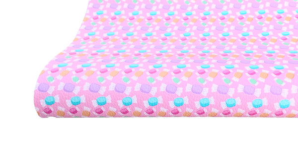 *Small Scale* Pink Candies Textured Faux Leather