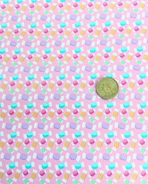 *Small Scale* Pink Candies Textured Faux Leather