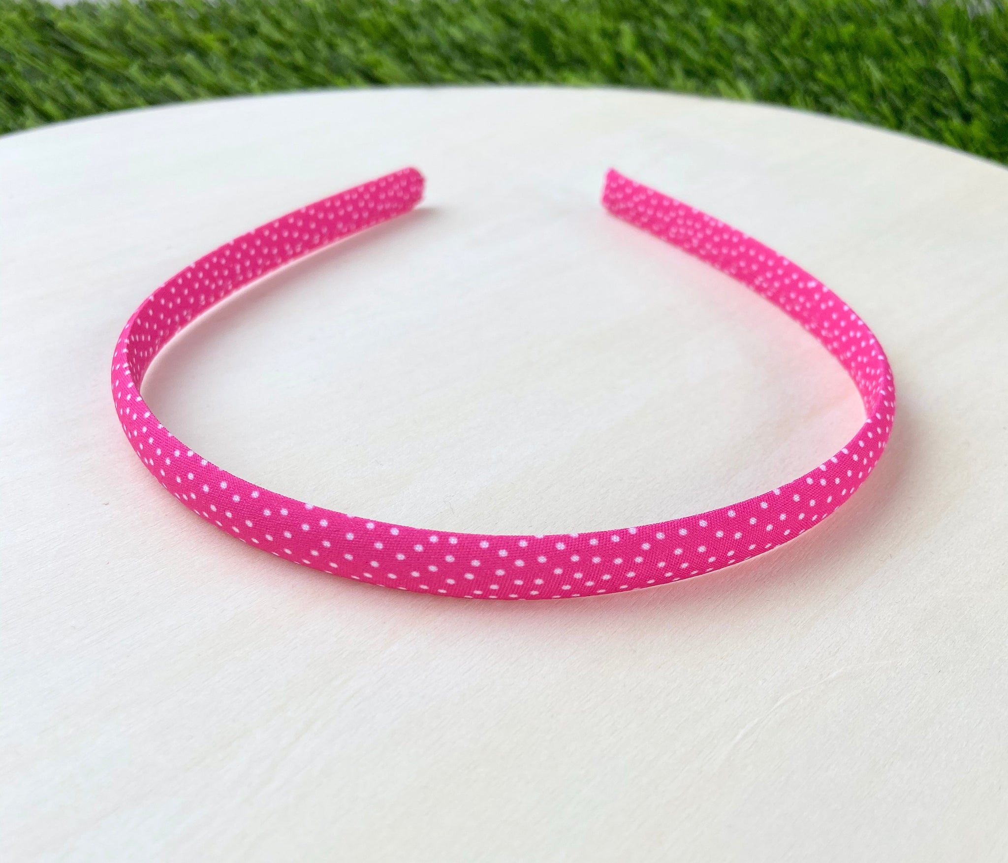Headband-Hot Pink Confetti Dots Fabric Covered Hard Headband-Wholesale