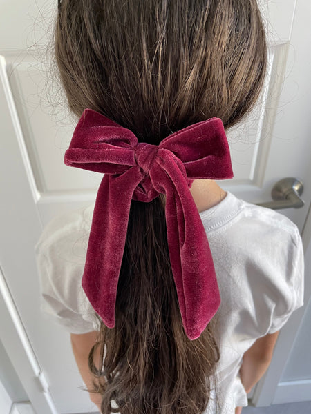 NEW STYLE VELVET BOW SCRUNCHIE-Silver Grey-Hand Tied Bow Scrunchie-Wholesale