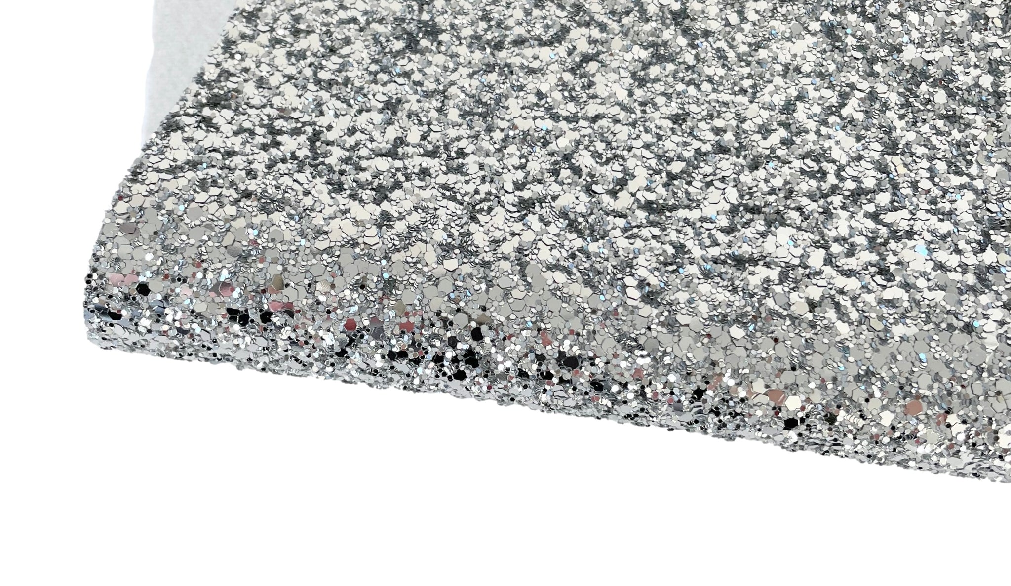 NEW! Silver Chunky Glitter Fabric w/ Felt Backing