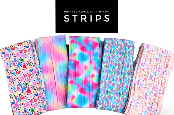 **SALE** Printed Cable Knit Nylon Strip-Tropical Mermaid Scales