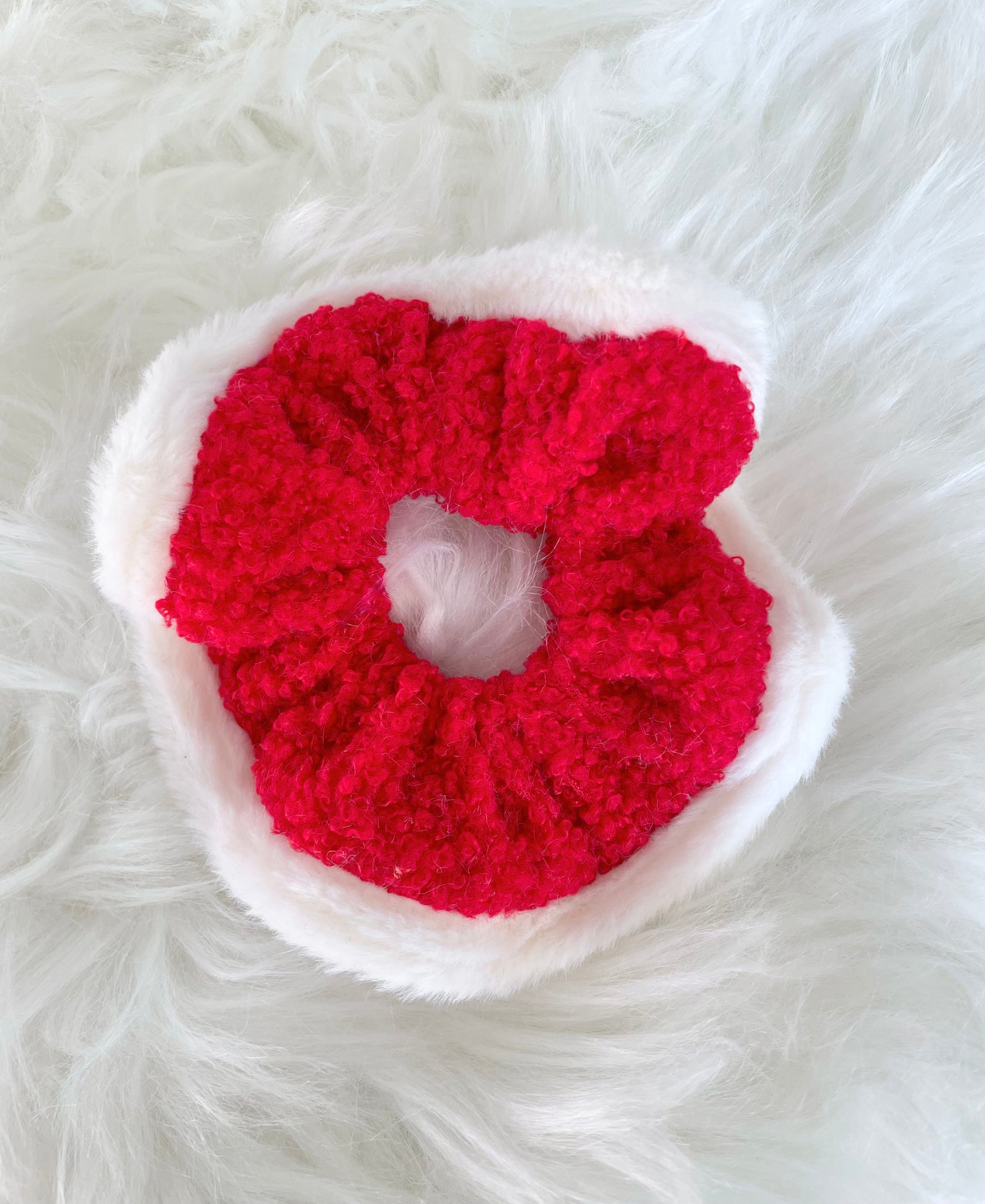 Fuzzy Santa Scrunchie