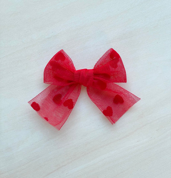(PREORDER) PRE-TIED Red Heart Tulle Bow
