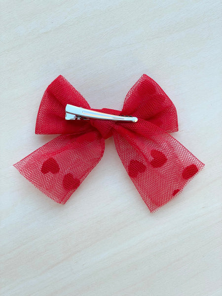 (PREORDER) PRE-TIED Red Heart Tulle Bow