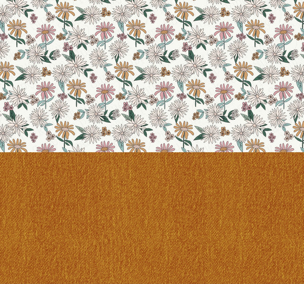 Fall Daisy Floral Textured Faux Leather