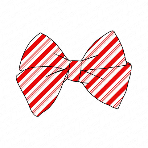 PRE-TIED BOW-Red Candy Cane Stripes