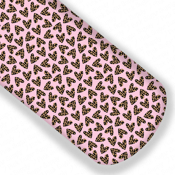 Light Pink Leopard Hearts Exclusive Premium Faux Leather
