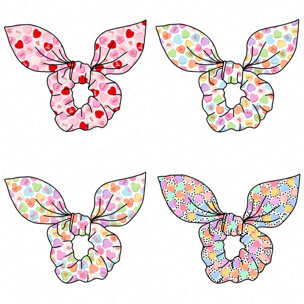 (PREORDER) SCRUNCHIE-Pink and Red Conversation Hearts