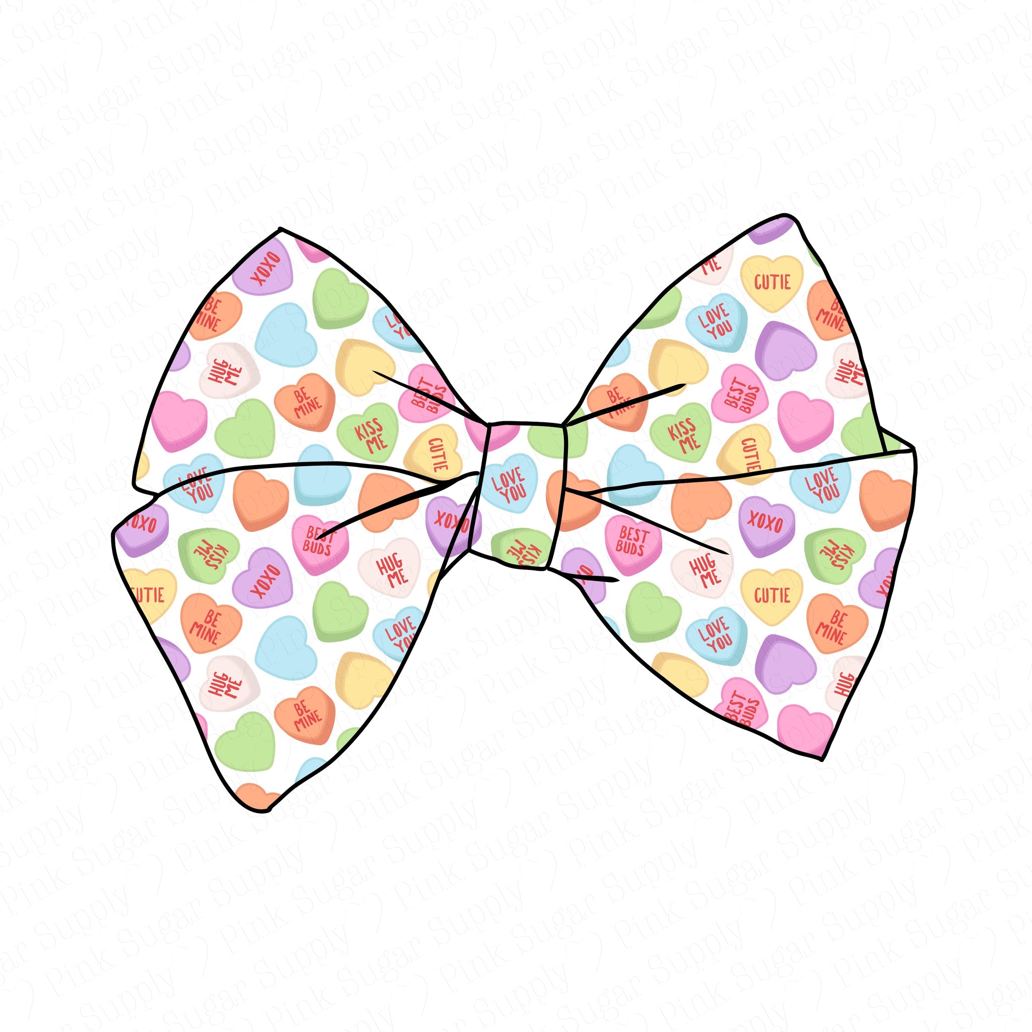 (PREORDER) PRE-TIED BOW-Pastel Conversation Hearts