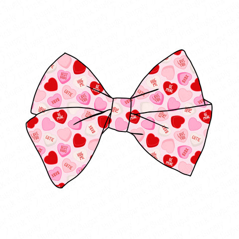 (PREORDER) PRE-TIED BOW-Pink and Red Conversation Hearts