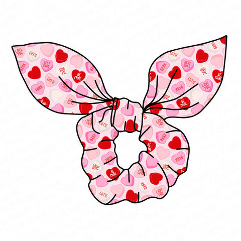 (PREORDER) SCRUNCHIE-Pink and Red Conversation Hearts