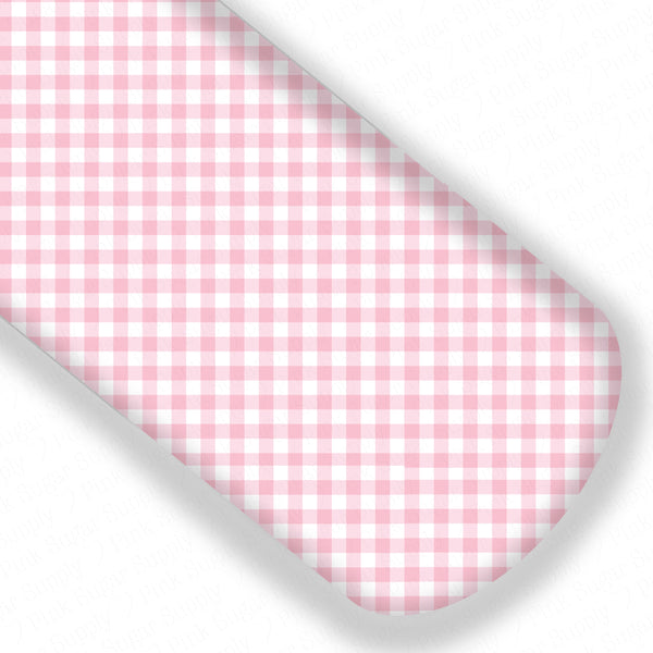 Pink Gingham Textured Faux Leather