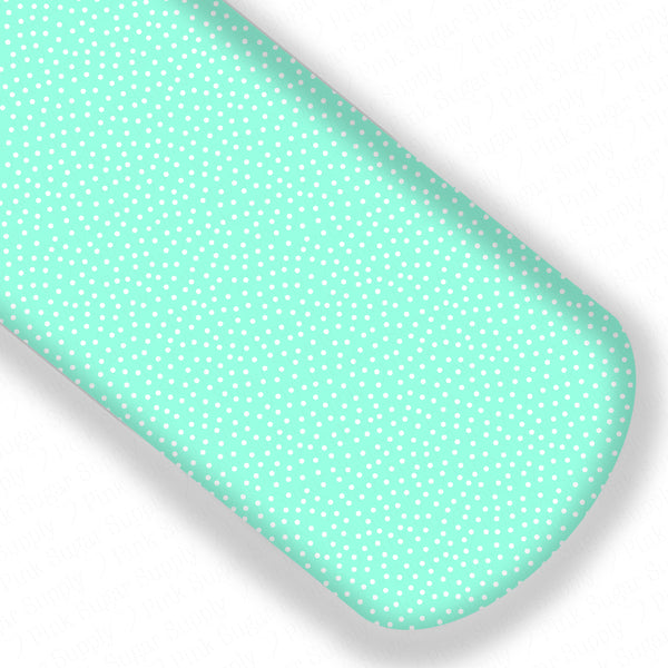 **READY TO SHIP!** Spring Mint Green and White Confetti Dots Premium Faux Leather
