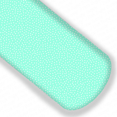 **READY TO SHIP!** Spring Mint Green and White Confetti Dots Premium Faux Leather