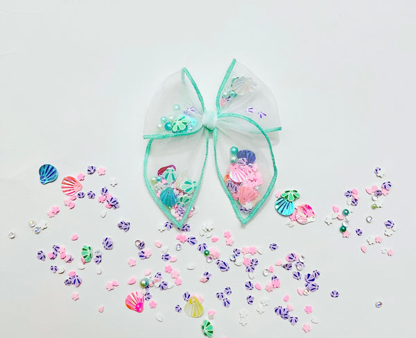 Choose Size-PRE-FILLED/PRE-TIED SHAKER BOW-Mermaid Magic