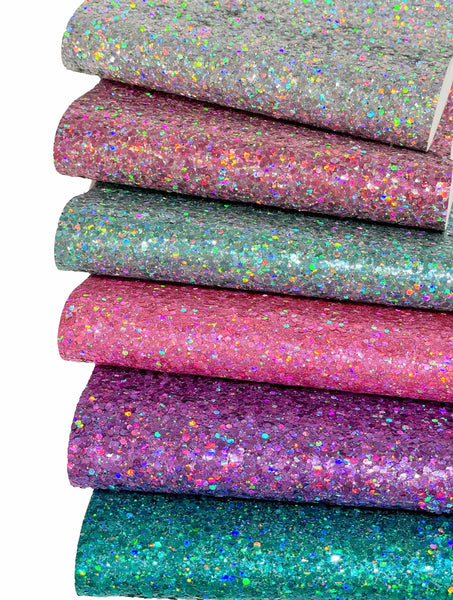 NEW! Holographic Pink Glam Chunky Glitter Fabric With Felt Backing