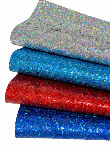 NEW! Holographic Turquoise Chunky Glitter Fabric With Felt Backing