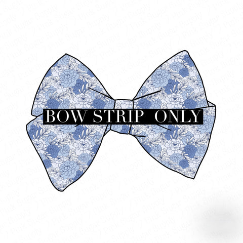 *BOW STRIP ONLY** CLOSED EDGE BOW STRIP-Blue Floral Mums BOW STRIP ONLY**CLOSED EDGE Bow-Wholesale Price