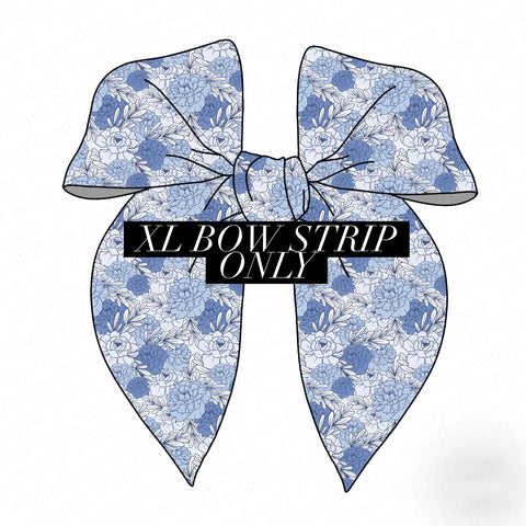 *BOW STRIP ONLY** EXTRA LARGE* SURGED EDGE-Blue Floral Mums BOW STRIP ONLY**SURGED EDGE Bow-Wholesale Price
