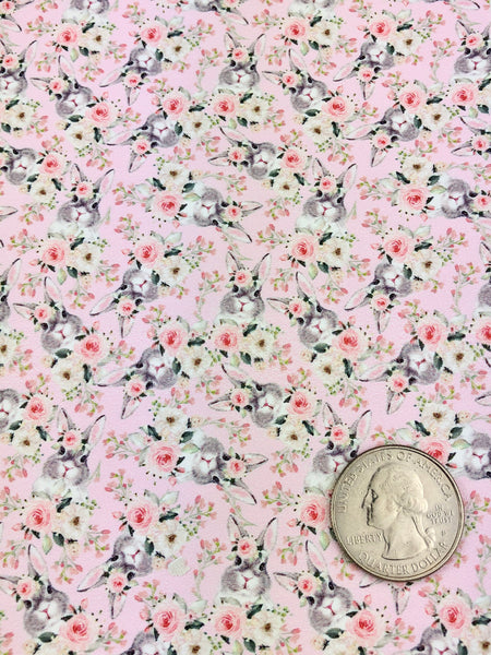 Pink Floral Bunny EXCLUSIVE Faux Leather