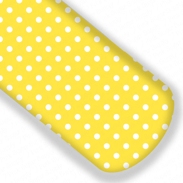 **READY TO SHIP!** Yellow and White Polkadots Premium Faux Leather