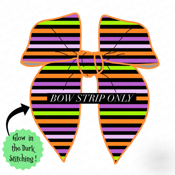 GLOW IN THE DARK STITCHING BOW STRIP ONLY** LARGE SURGED EDGE-Halloween Stripes BOW STRIP ONLY**SURGED EDGE Bow-Wholesale Price