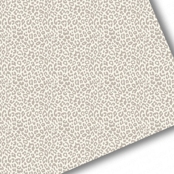 Grey Cream Leopard Textured Faux Leather