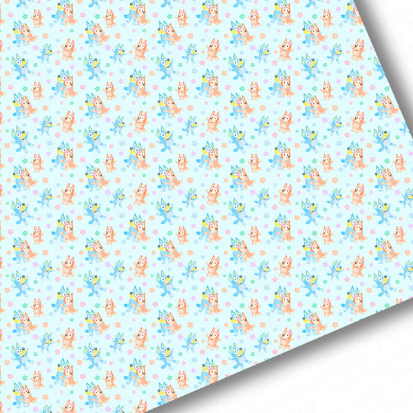 **READY TO SHIP!** Pastel Blue Dogs Premium Faux Leather