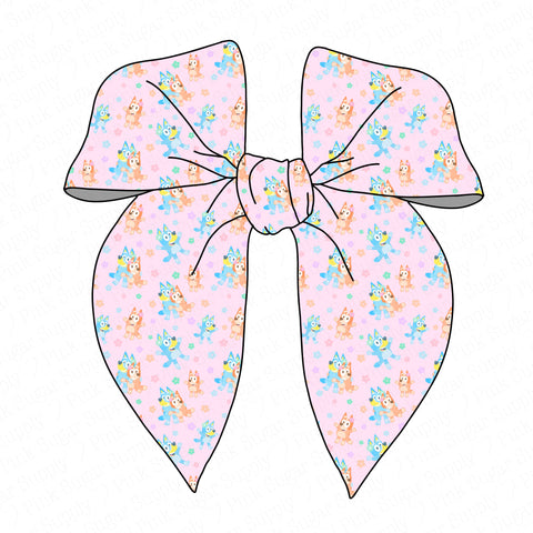 PRE-TIED SURGED EDGE  BOW-Pink Dogs