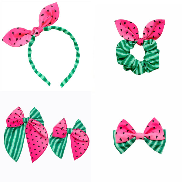 (PREORDER) KNOTTED BOW HEADBAND-Watermelon Twist