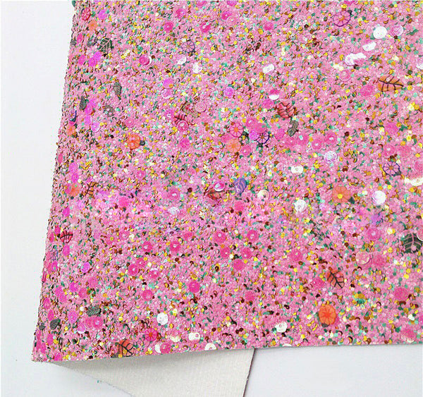 NEW! Fruit Punch Chunky Glitter Fabric With Felt Backing