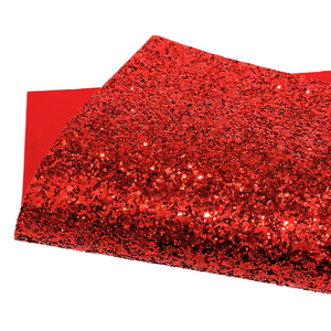 NEW! Red Chunky Glitter Fabric w/ RED Matching Red Felt Backing