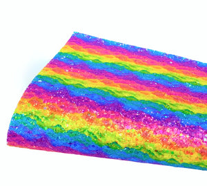 NEW! Rainbow Waves Chunky Glitter Fabric With Felt Backing