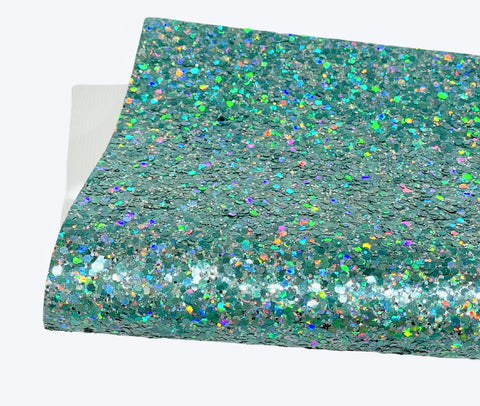 NEW! Holographic Seawater Chunky Glitter Fabric With Felt Backing